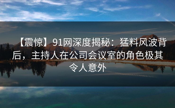 【震惊】91网深度揭秘：猛料风波背后，主持人在公司会议室的角色极其令人意外